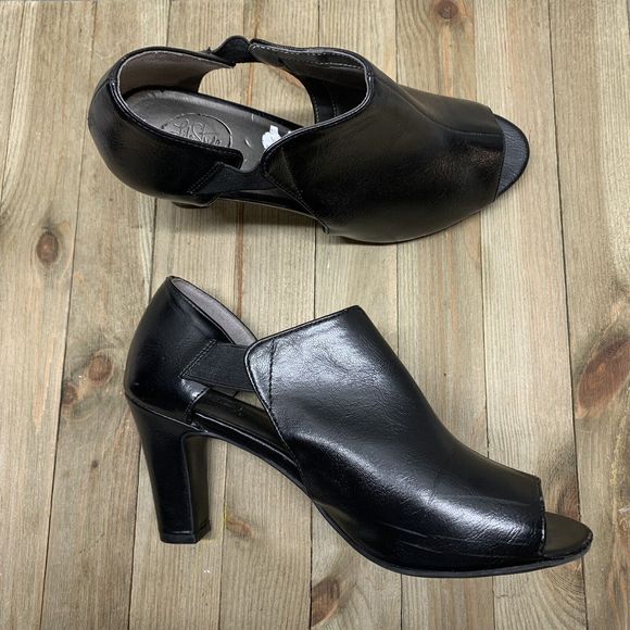 LIFE STRIDE® Simply Comfort Cala US Womens 8.5 Open Toe Heels Black Pre-Owned - Picture 1 of 9